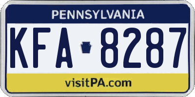 PA license plate KFA8287