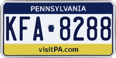 PA license plate KFA8288