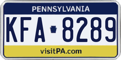 PA license plate KFA8289