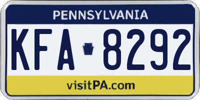 PA license plate KFA8292