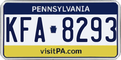 PA license plate KFA8293