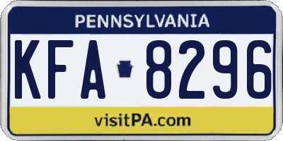 PA license plate KFA8296