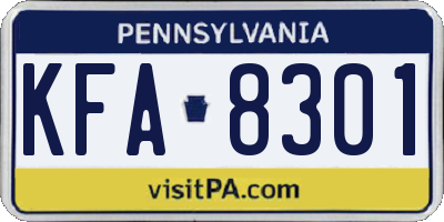 PA license plate KFA8301
