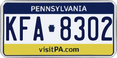 PA license plate KFA8302