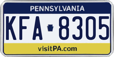 PA license plate KFA8305