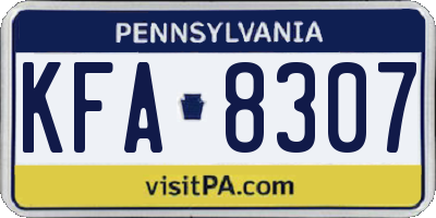 PA license plate KFA8307