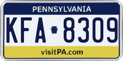 PA license plate KFA8309