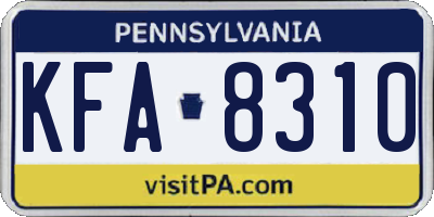 PA license plate KFA8310