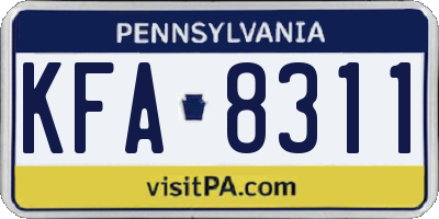 PA license plate KFA8311