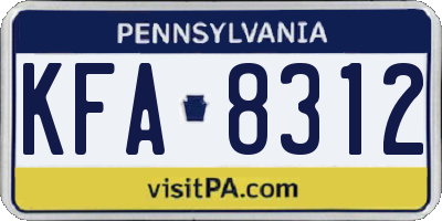 PA license plate KFA8312
