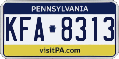 PA license plate KFA8313