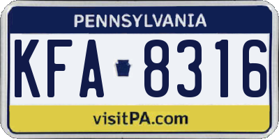 PA license plate KFA8316