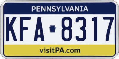 PA license plate KFA8317