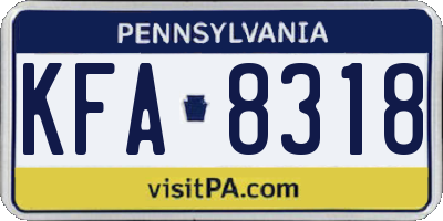 PA license plate KFA8318