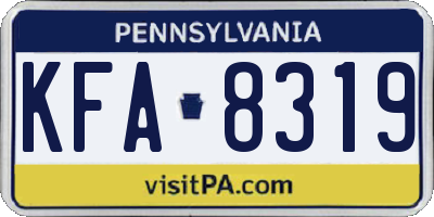 PA license plate KFA8319