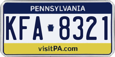 PA license plate KFA8321