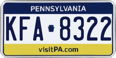 PA license plate KFA8322
