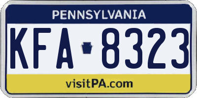 PA license plate KFA8323