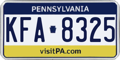 PA license plate KFA8325