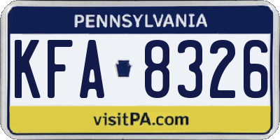 PA license plate KFA8326