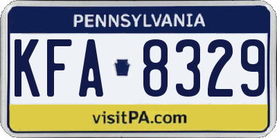 PA license plate KFA8329