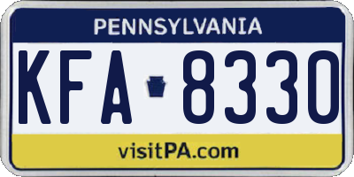 PA license plate KFA8330