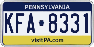 PA license plate KFA8331
