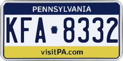PA license plate KFA8332