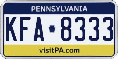 PA license plate KFA8333