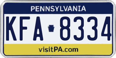 PA license plate KFA8334