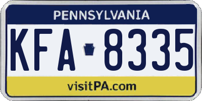 PA license plate KFA8335