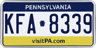 PA license plate KFA8339