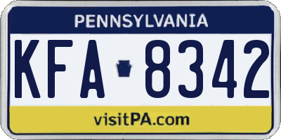 PA license plate KFA8342