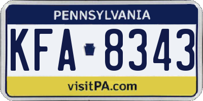 PA license plate KFA8343