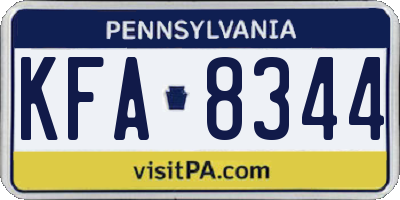 PA license plate KFA8344