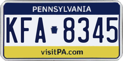 PA license plate KFA8345