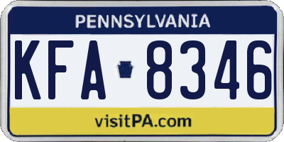 PA license plate KFA8346