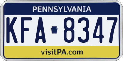 PA license plate KFA8347