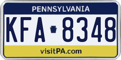 PA license plate KFA8348