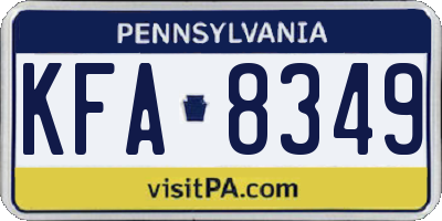 PA license plate KFA8349