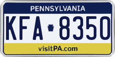 PA license plate KFA8350