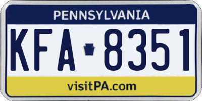 PA license plate KFA8351