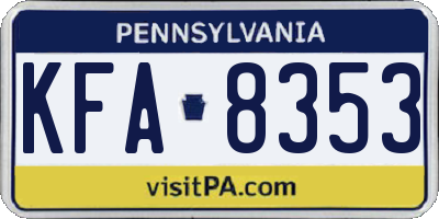 PA license plate KFA8353