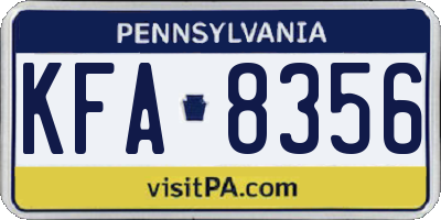 PA license plate KFA8356