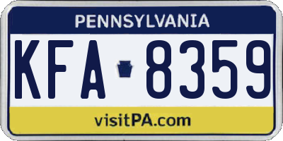 PA license plate KFA8359