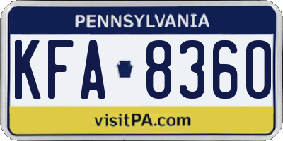 PA license plate KFA8360