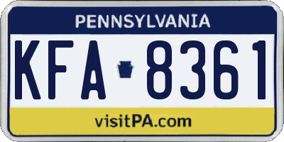 PA license plate KFA8361