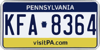 PA license plate KFA8364