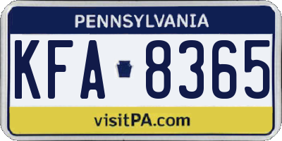 PA license plate KFA8365