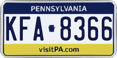 PA license plate KFA8366